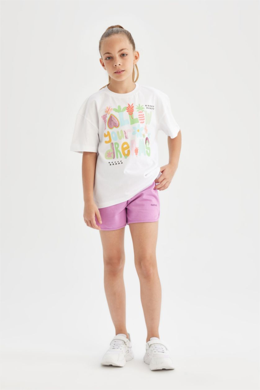 GIRLS & TEENS Light Purple Girl Printed Shorts