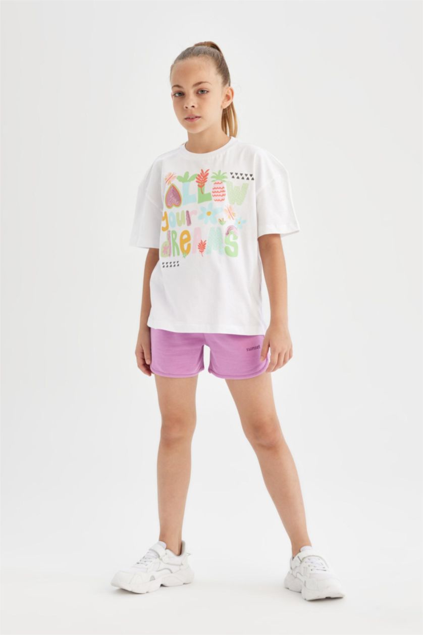 GIRLS & TEENS Light Purple Girl Printed Shorts