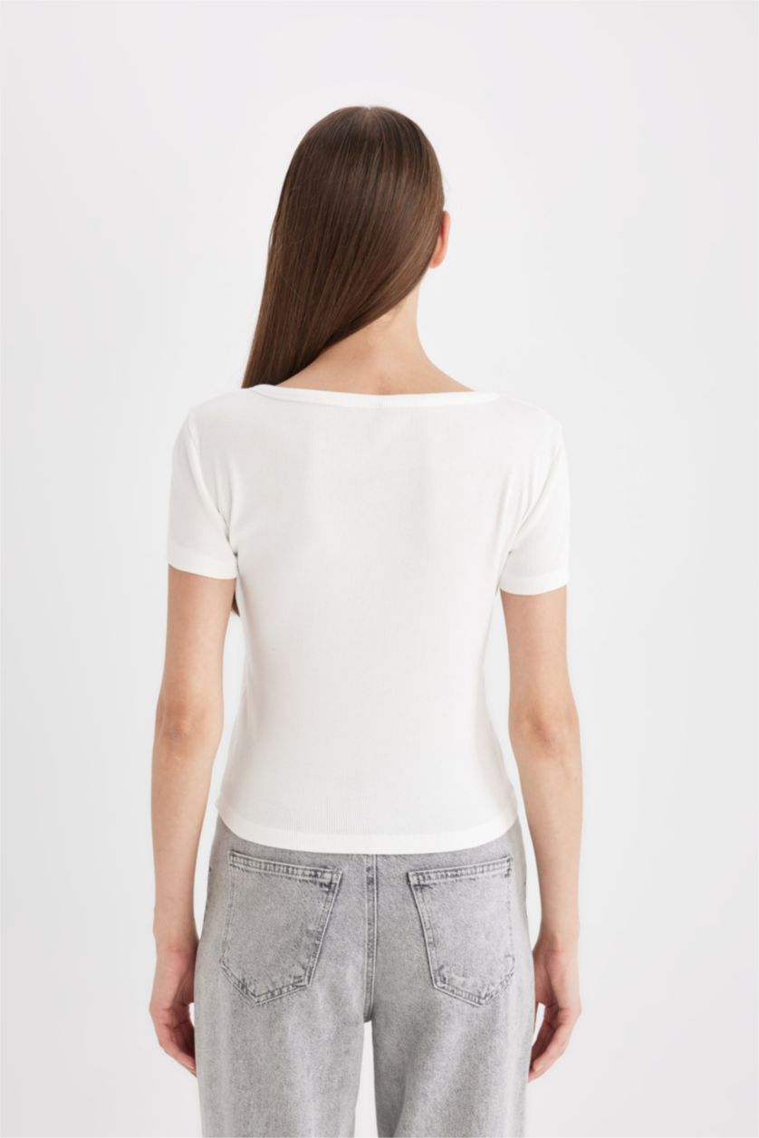 WOMAN Ecru Slim Fit Camisole Short Sleeve T-Shirt