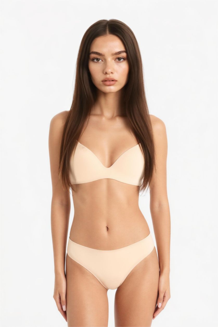 Kadın Bej Kaplı Yarım Dolgulu Tişört Bra