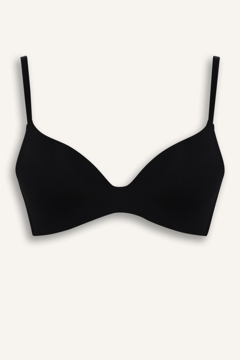 Kadın Siyah Pedli Kaplı Yarım Dolgulu Balensiz Tişört Bra