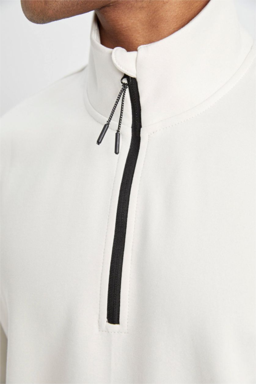 رجال اللون الحجري سويت شيرت قصة عادية بياخة عالية