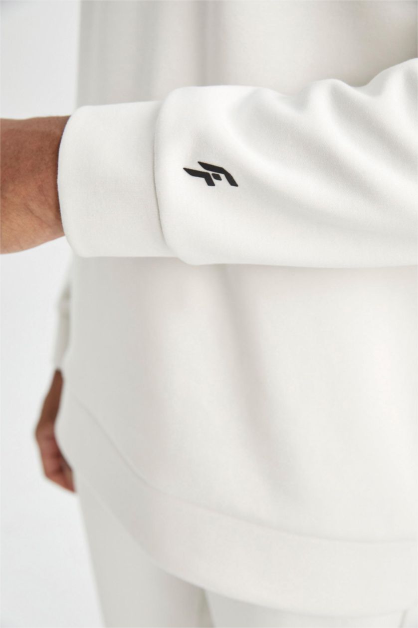 رجال اللون الحجري سويت شيرت قصة عادية بياخة عالية