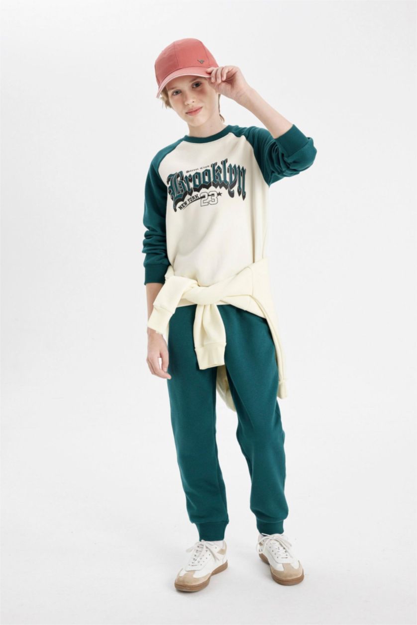 Young Boys - Teen Boys Green Boy Printed Sweatshirt Sweatpants 2 Piece Set