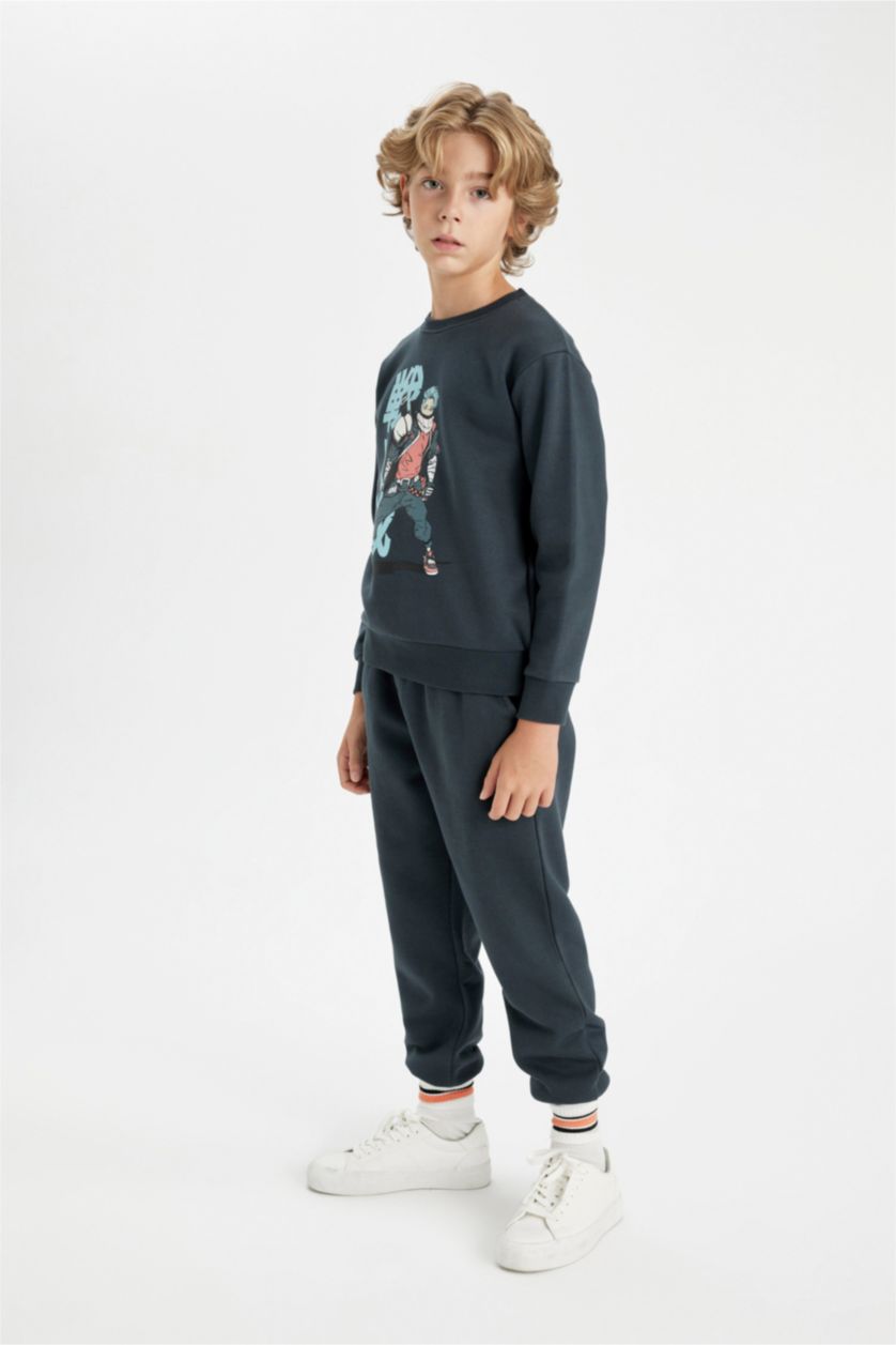 GARÇONS Anthracite Ensemble Sweat-shirt imprimé et jogging pour Garçon