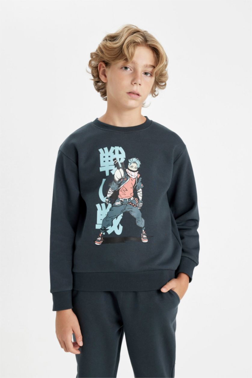 GARÇONS Anthracite Ensemble Sweat-shirt imprimé et jogging pour Garçon