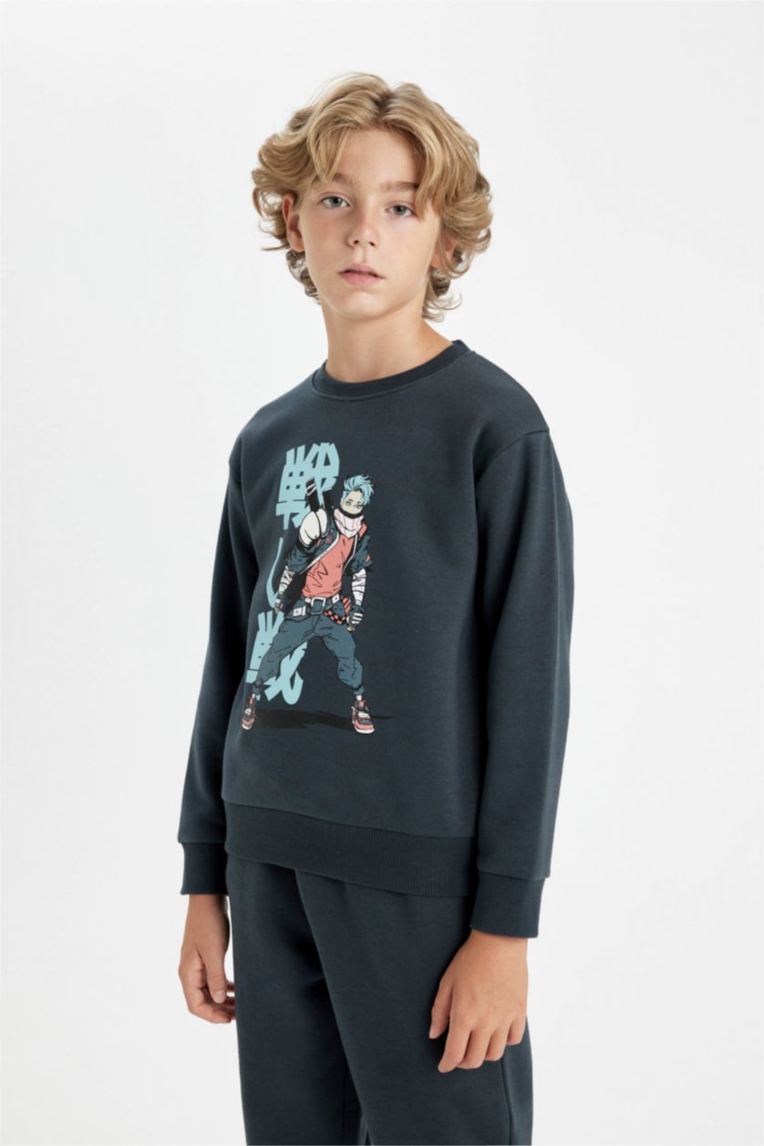 GARÇONS Anthracite Ensemble Sweat-shirt imprimé et jogging pour Garçon