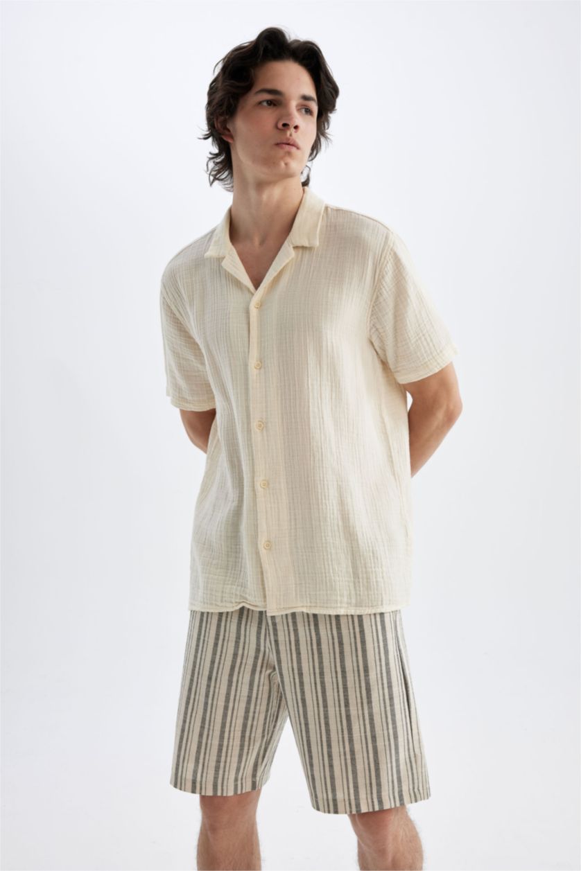 Man Sand Regular Fit Cotton Bermuda Shorts