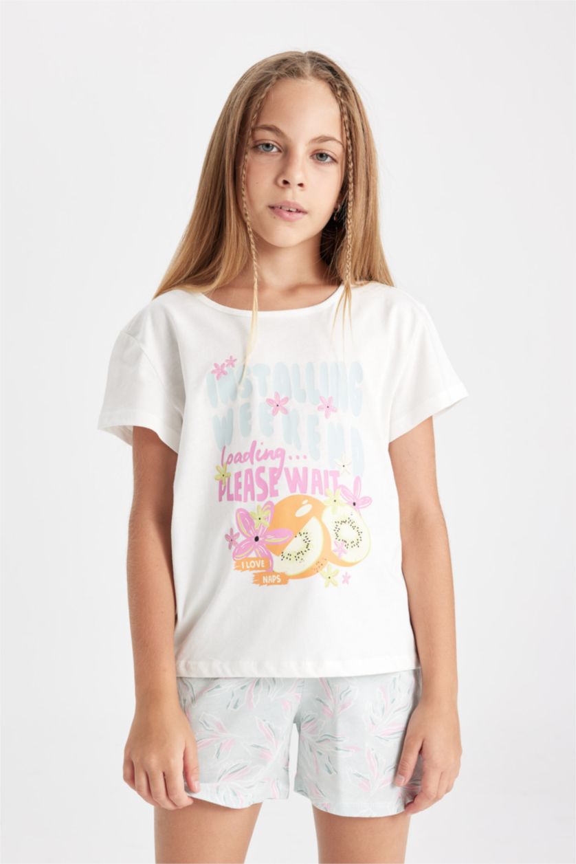 GIRLS & TEENS White طقم بيجاما قصة عادية