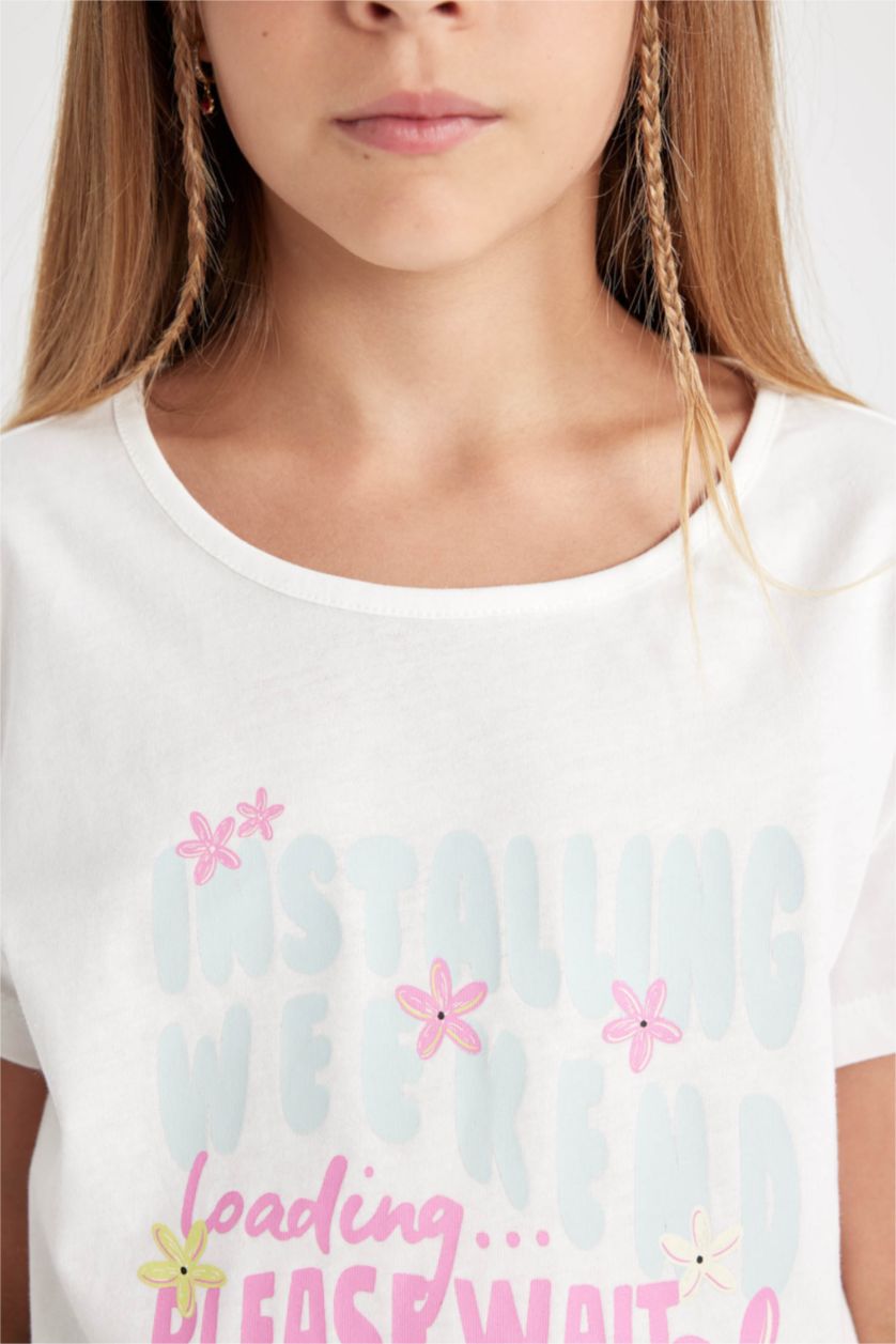 GIRLS & TEENS White طقم بيجاما قصة عادية