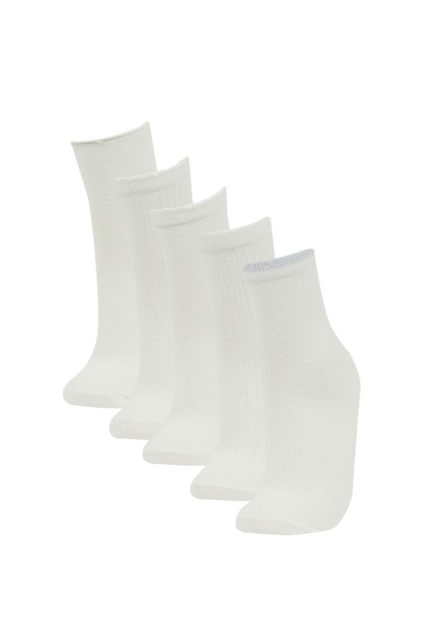 نساء أبيض 5 Piece Cotton Short Socks