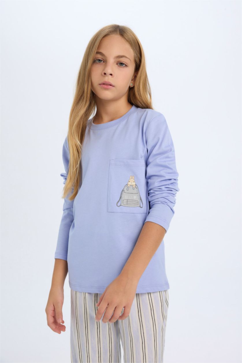 بناتي أرجواني طقم بيجاما بناتي قصة عادية - قطعتين