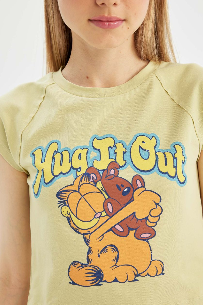 WOMAN Light Khaki Garfield Fitted Crew Neck Short Sleeve T-Shirt