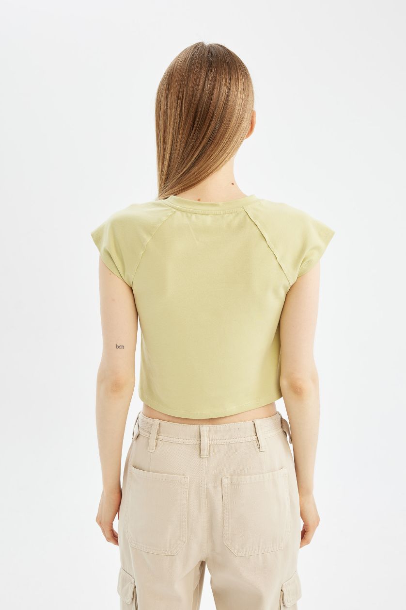 WOMAN Light Khaki Garfield Fitted Crew Neck Short Sleeve T-Shirt