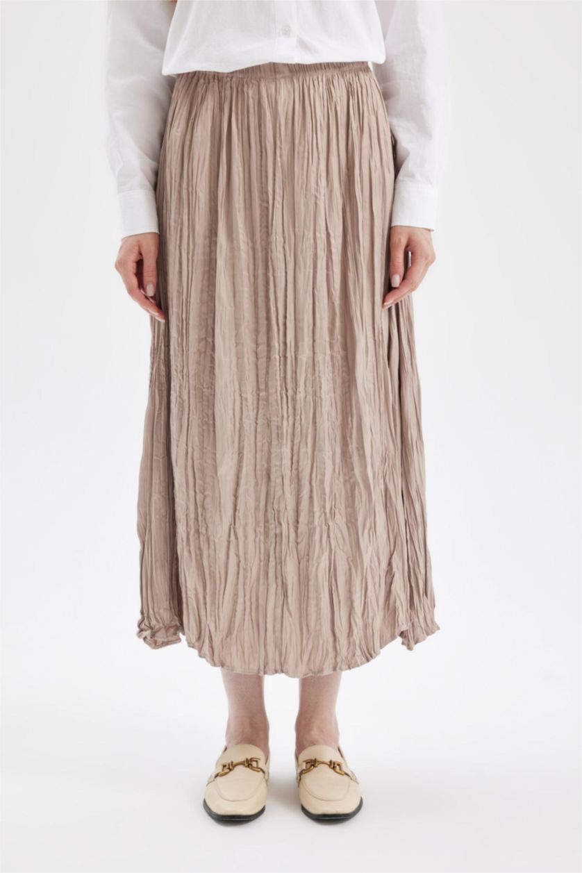 FEMME Beige Jupe longue droite en satin Basique