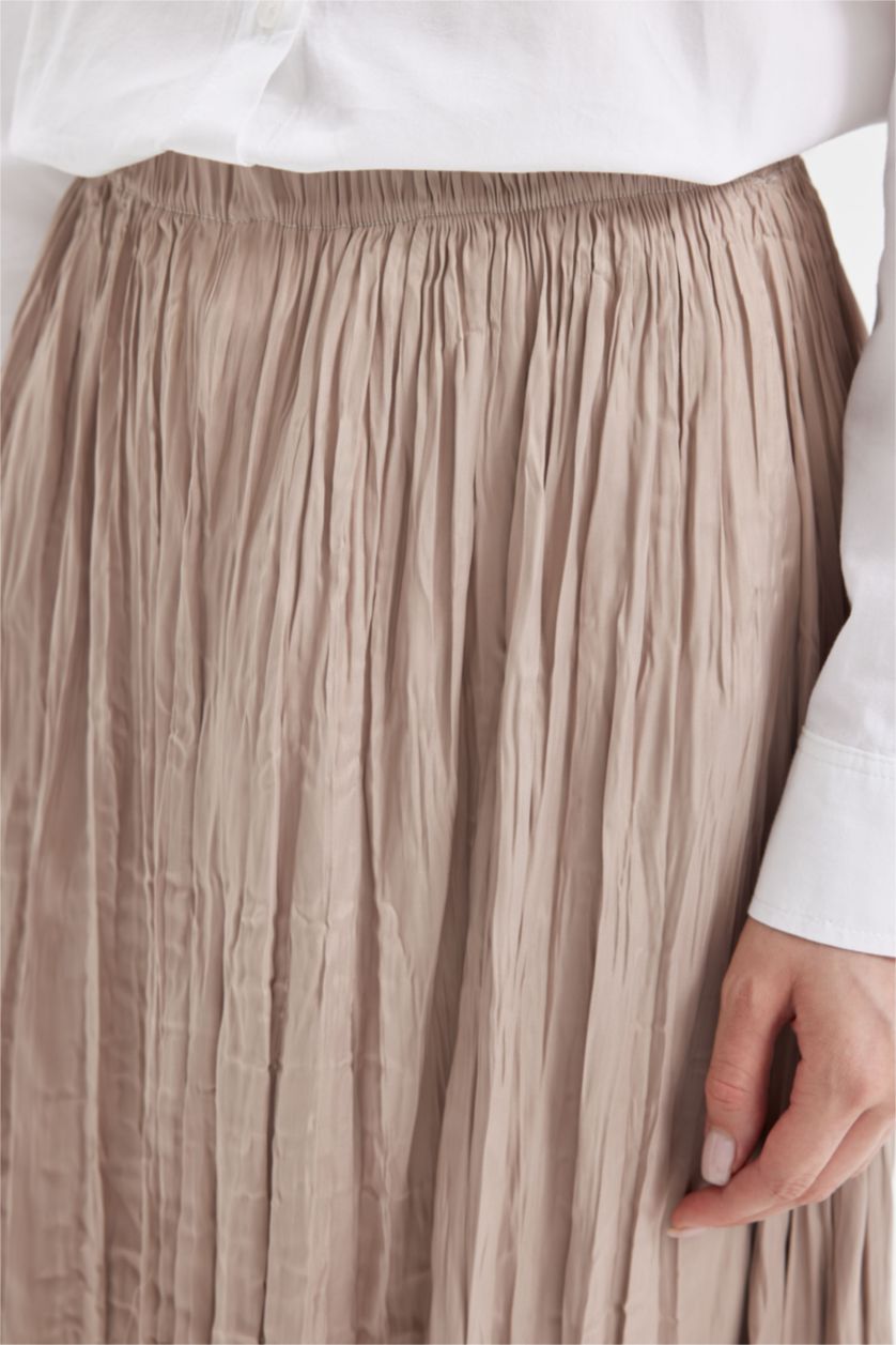 FEMME Beige Jupe longue droite en satin Basique