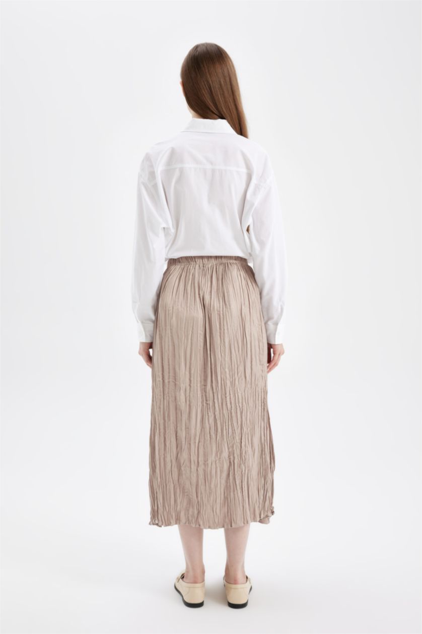 FEMME Beige Jupe longue droite en satin Basique