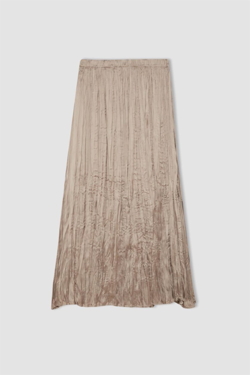 FEMME Beige Jupe longue droite en satin Basique