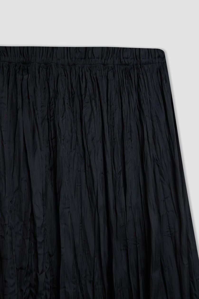 Kadın Koyu Kahve 	A Kesim Basic Düz Saten Maxi Etek