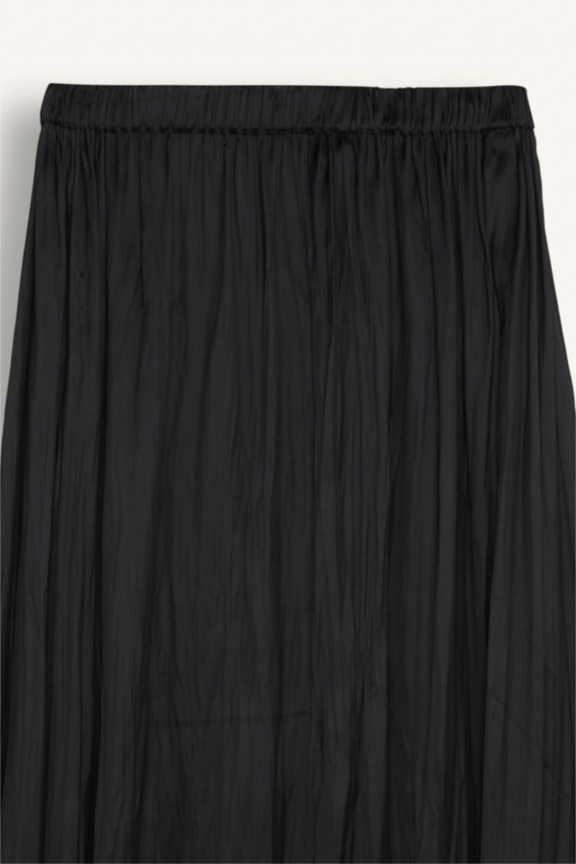 WOMAN Black A Cut Basic Satin Maxi Skirt