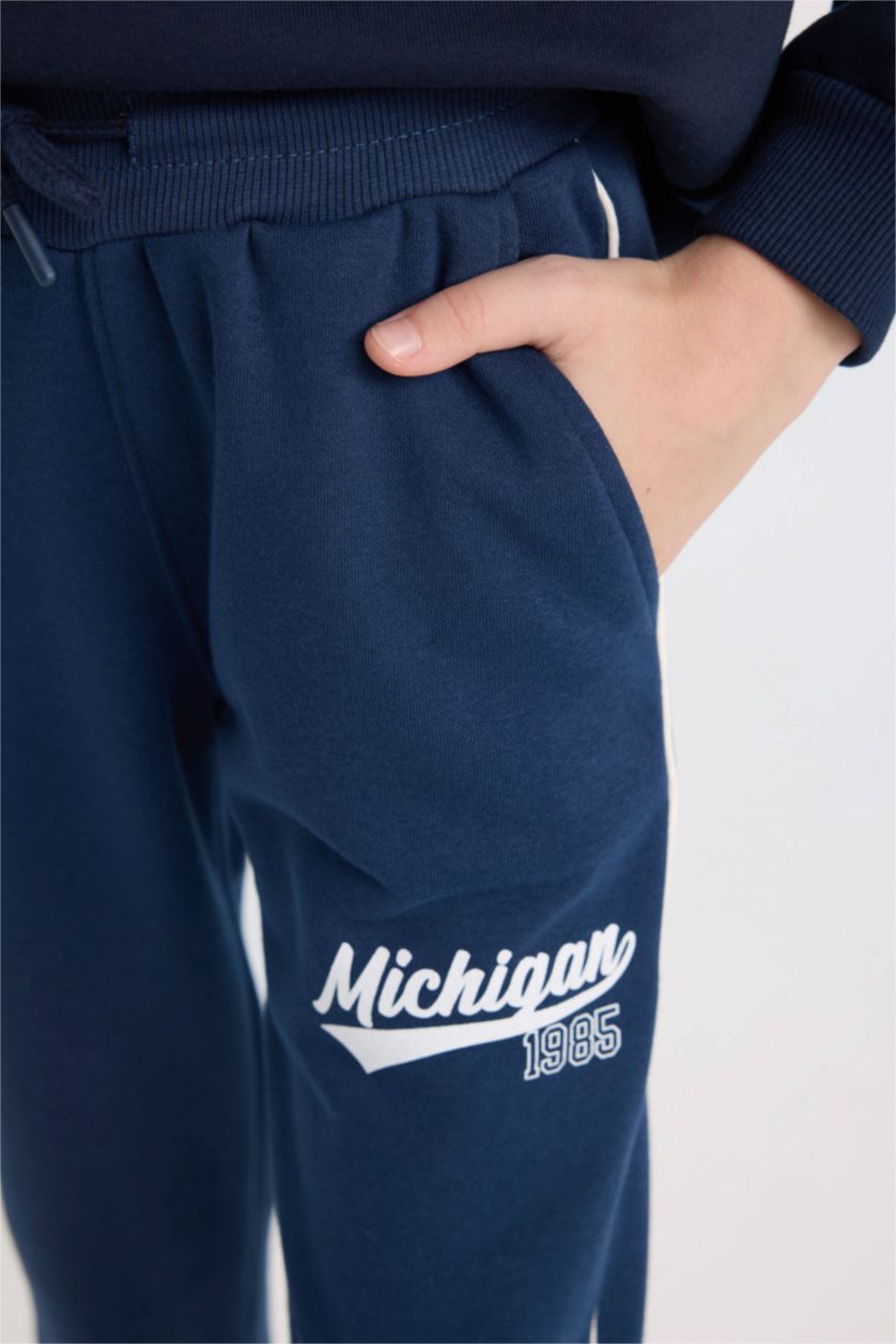 Erkek Çocuk - Genç Erkek Lacivert Lacivert Beli Lastikli Baskılı Eşofman Altı Erkek Çocuk