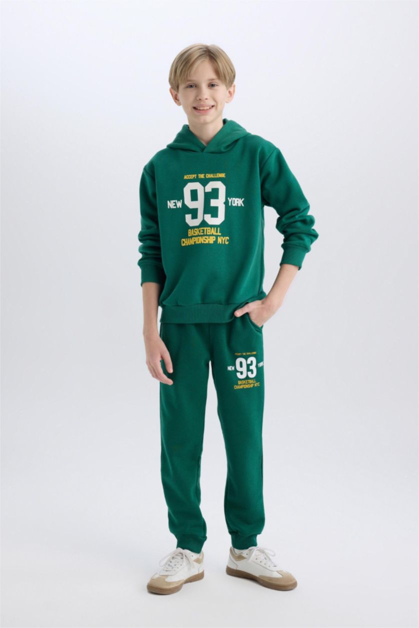 BOYS & TEENS Green Boy Printed Waist Tie Elastic Leg Pocket Jogger Sweatpants