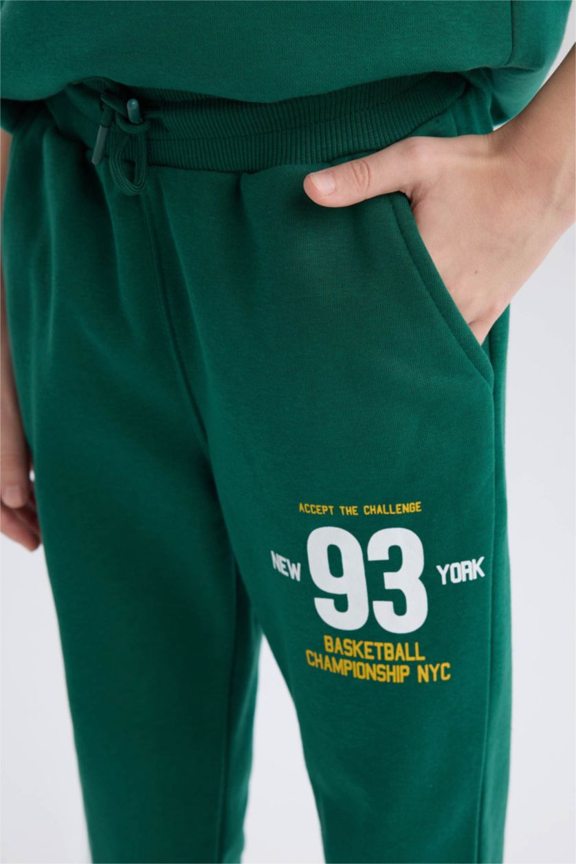 BOYS & TEENS Green Boy Printed Waist Tie Elastic Leg Pocket Jogger Sweatpants