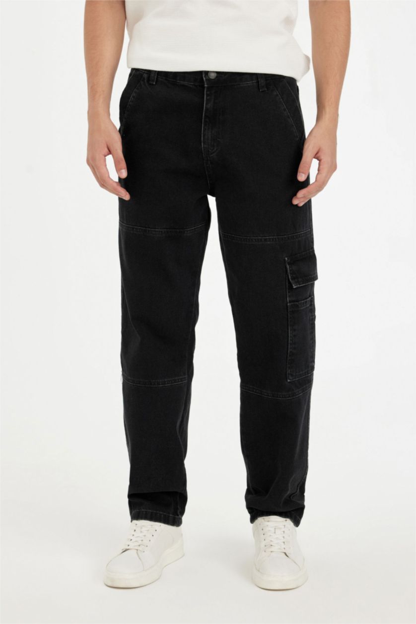 MAN Black Relax Fit Wide Leg Jeans