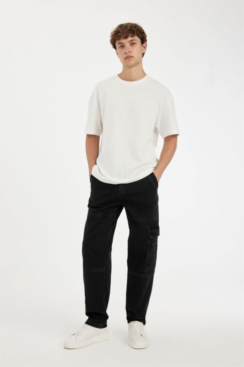 MAN Black Relax Fit Wide Leg Jeans