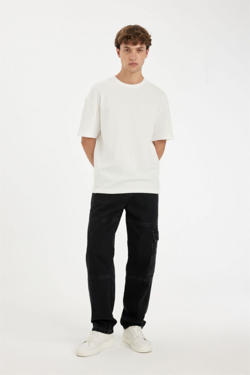 MAN Black Relax Fit Wide Leg Jeans