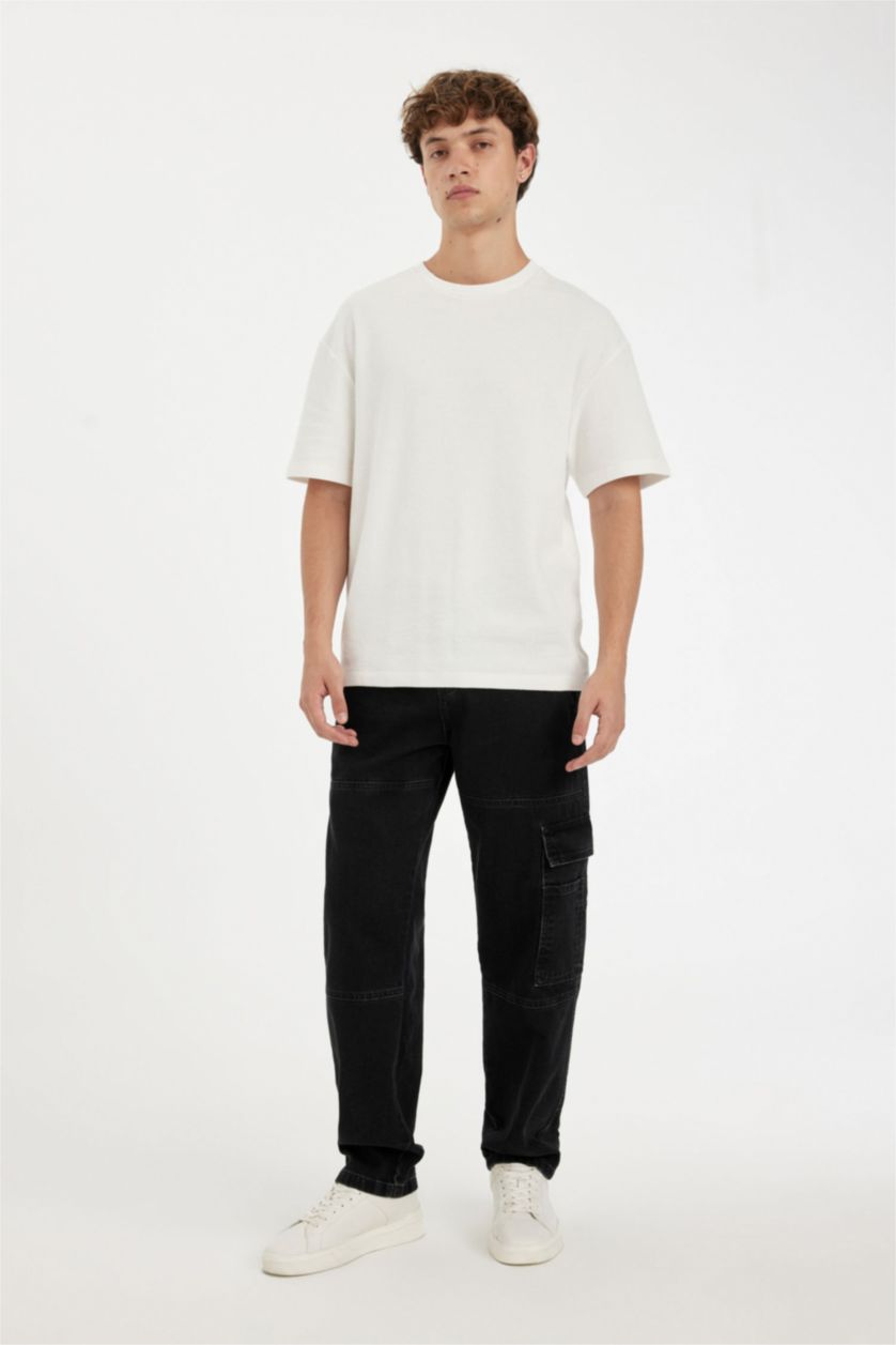 MAN Black Relax Fit Wide Leg Jeans