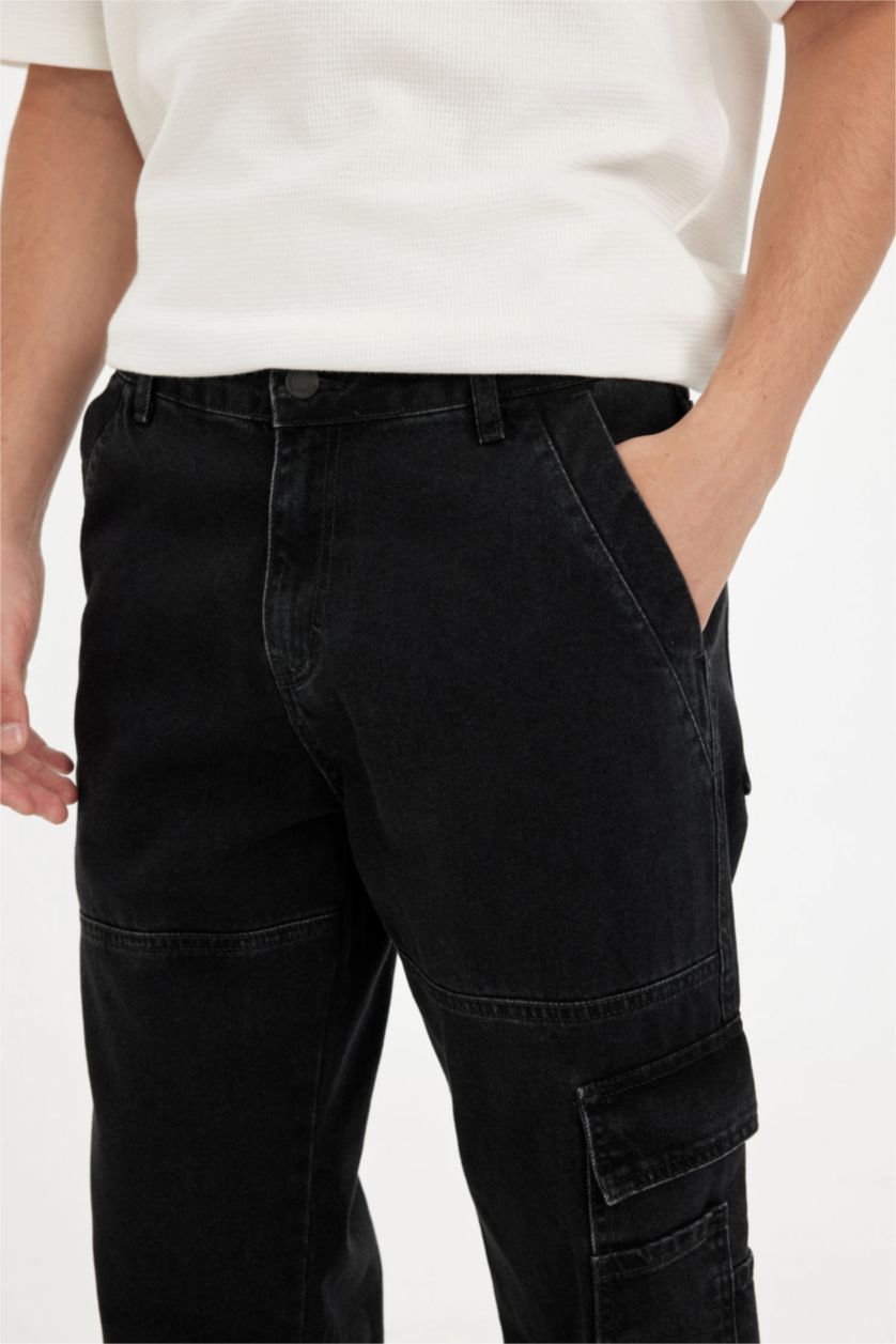 MAN Black Relax Fit Wide Leg Jeans