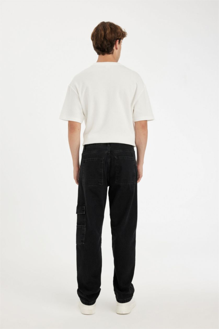 MAN Black Relax Fit Wide Leg Jeans