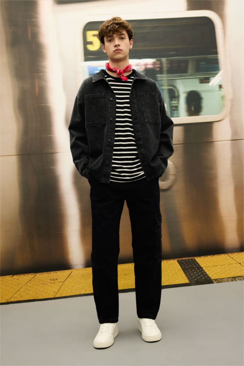 MAN Black Relax Fit Wide Leg Jeans