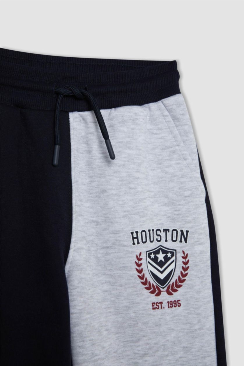 Erkek Çocuk - Genç Erkek Lacivert Baskılı Renk Bloklu Beli Paçası Lastikli Cepli Jogger Eşofman Altı Erkek Çocuk