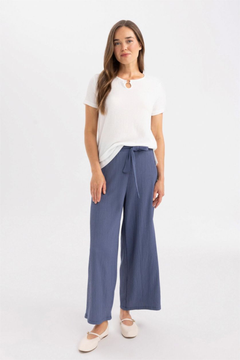WOMAN Light Indigo Culotte Fit Wide Leg Capri
