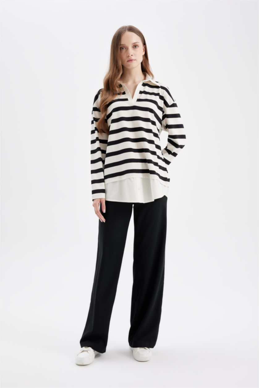 WOMAN Black Regular Fit Long Sleeve Tunic
