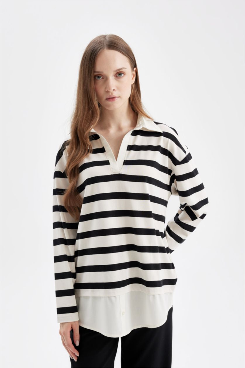 WOMAN Black Regular Fit Long Sleeve Tunic