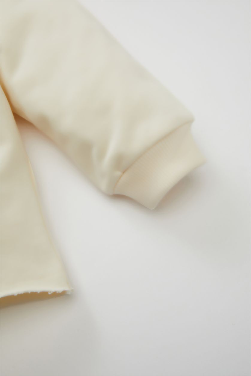 BABY GIRL Ecru Baby Girl Crew Neck Printed Sweatshirt