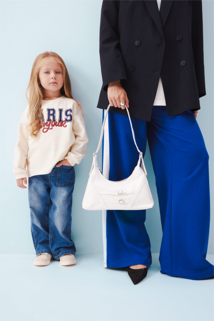 BABY GIRL Ecru Baby Girl Crew Neck Printed Sweatshirt