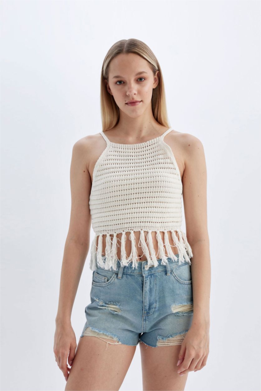 نساء نيلي فاتح شورت جينز بخصر عالي