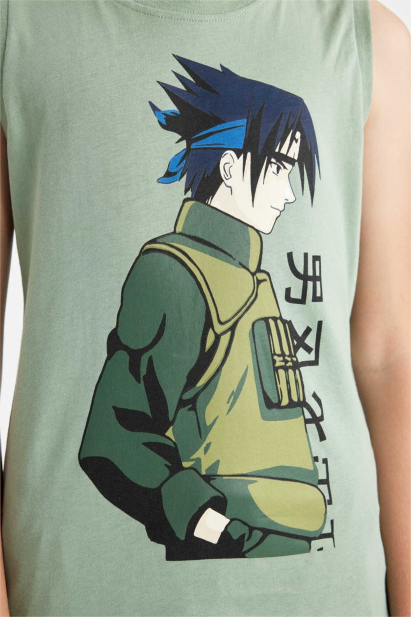 Boys & Teens Light Green Boy Crew Neck Printed Sleeveless T-Shirt