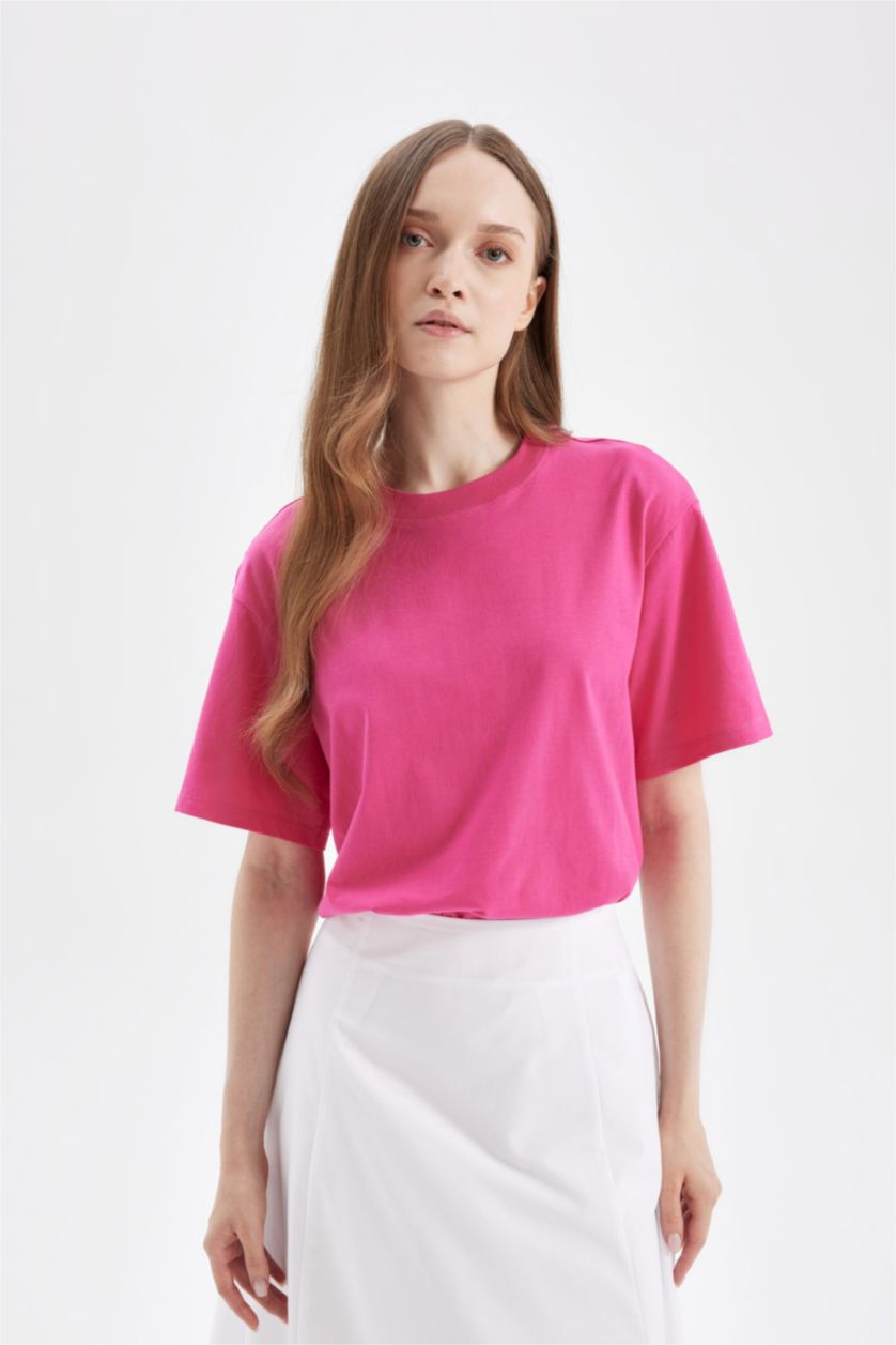 WOMAN Pink Regular Fit Printed Short Sleeve Tunic