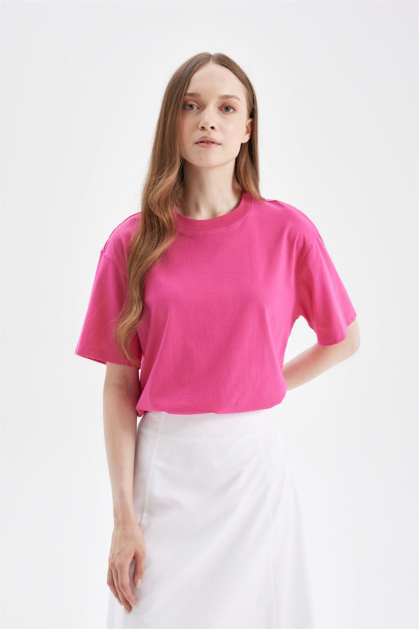 WOMAN Pink Regular Fit Printed Short Sleeve Tunic