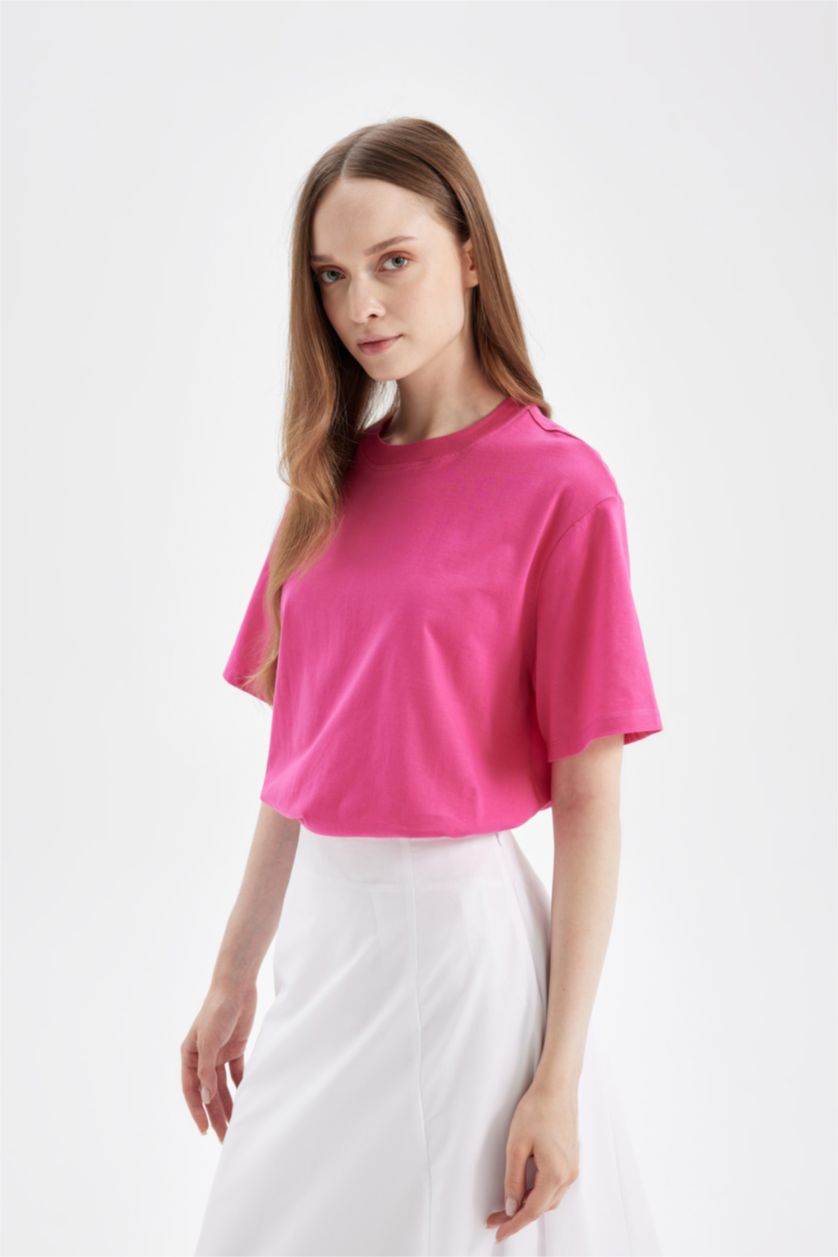 WOMAN Pink Regular Fit Printed Short Sleeve Tunic