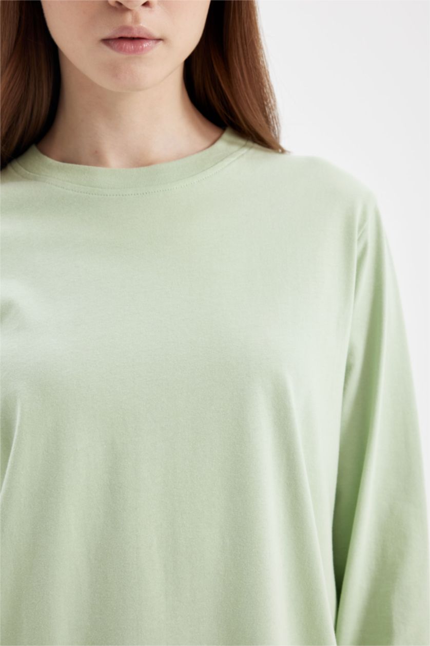WOMAN Mint Regular Fit Cotton Long Sleeve Tunic