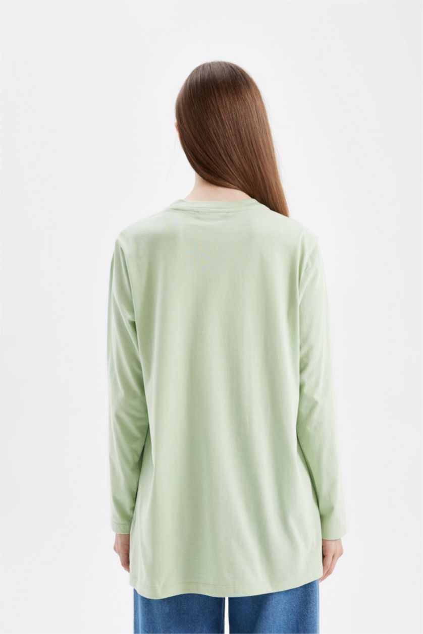 WOMAN Mint Regular Fit Cotton Long Sleeve Tunic