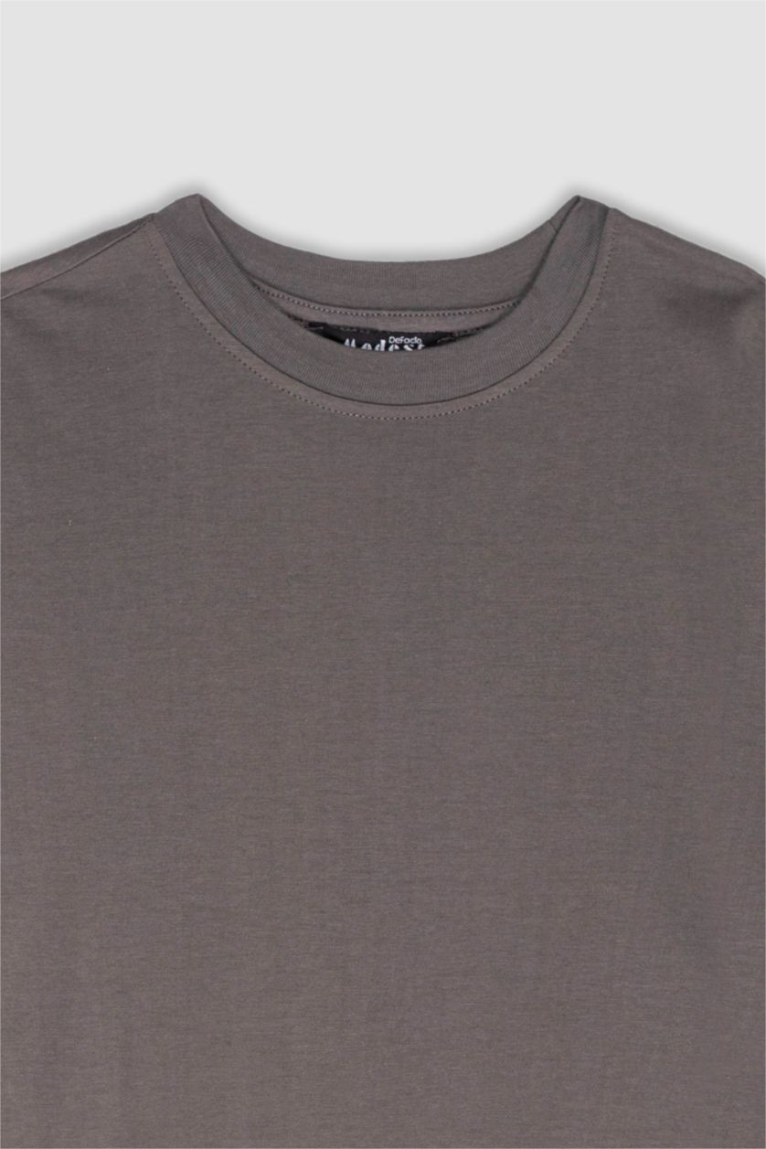 WOMAN Dark Grey Regular Fit Cotton Long Sleeve Tunic