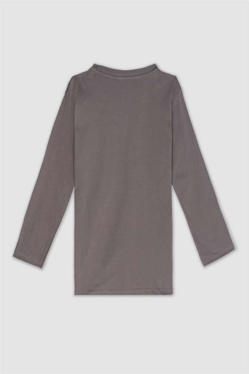 WOMAN Dark Grey Regular Fit Cotton Long Sleeve Tunic