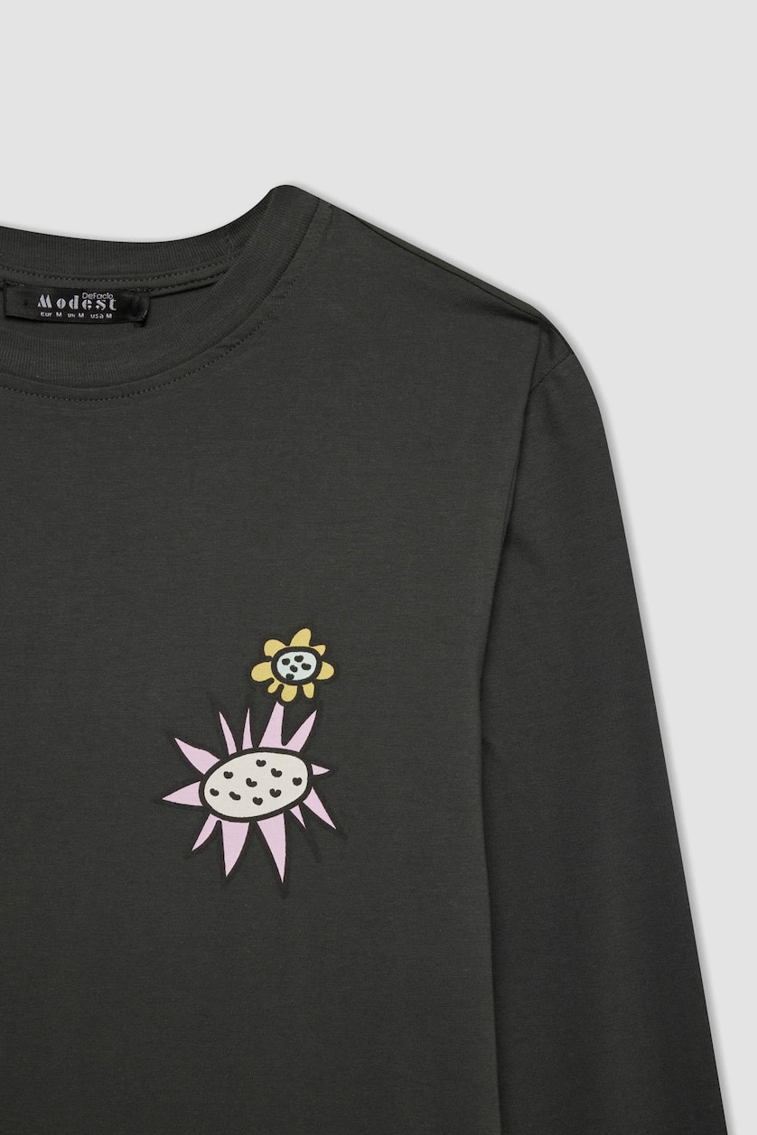 WOMAN Anthracite Regular Fit Cotton Long Sleeve Tunic